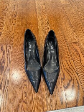 ALDO Black Pointed Leather Heels
